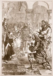 Trolovning av prinsessan Isabella till Richard, illustration från Cassells Illustrated History of England (sepiafoto)