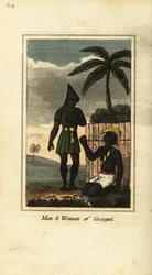 Bijogos man och kvinna från Cazegut (Bissagos Islands, Guinea Bissau, Västafrika)