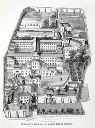 Fågelperspektiv över Coldbath Fields Prison, från "The Criminal Prisons of London and Scenes of Prison Life" av Henry Mayhew (1812-87) och John Binny