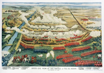 Fågelperspektiv av slaget vid Tel el-Kebir den 13 september 1882