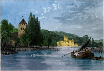 Klostret Bisham Abbey. (gravyr, ca 1850)