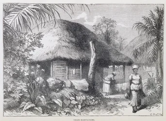 Black Habitations, från "Santo Domingo Past and Present" av Samuel Hazard, pub. 1873 (gravyr)