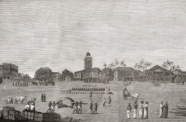 Bombay Green, södra Mumbai, Indien 1767, från "A Short History of the English People" av J. R. Green, publicerad 1893.