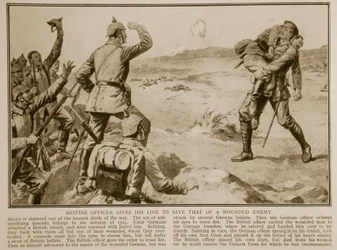 Brittisk officer ger sitt liv för att rädda en sårad fiendes liv, 1914-19
