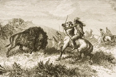 Buffalo Hunting on the Great Plains mellan St. Louis och Denver, ca 1870, från 