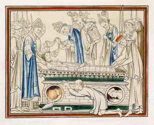 Begravning av Edward Bekännaren, illustration från en faksimil av The Life of St Edward the Confessor