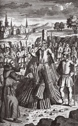 Brinnande martyrer, illustration från "Foxes Martyrs" ca 1703 (litografi)