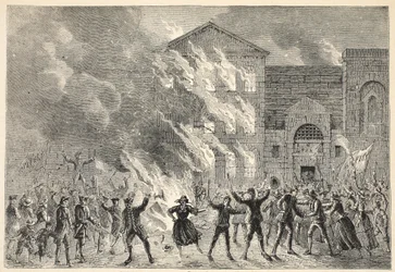 Burning of Newgate, från ett samtida tryck