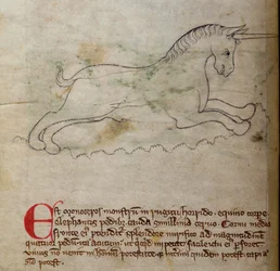 CCA-LitMs/D/10 fol. 2v Monoceros, från Bestiary