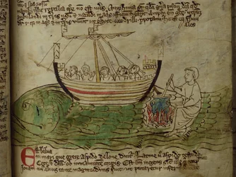CCA-LitMs/D/10 fol. 30r Whale, från Bestiary