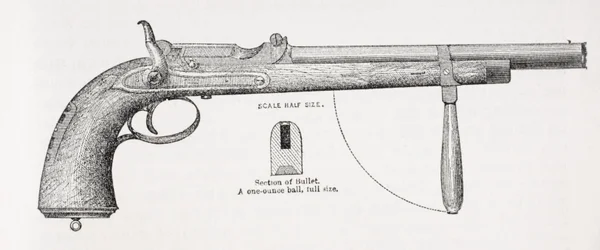 Kapten Burtons karbinpistol och projektil, från The Life of Captain Sir Richard Burton, volym II av Isabel Burton (1831-96) publicerad 1893