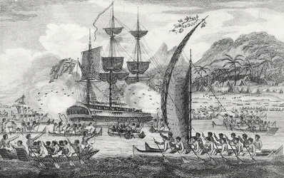 Kapten Wallis attackerad av indianerna