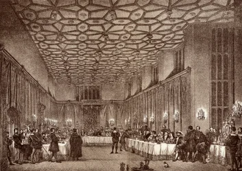 Kardinal Wolsey underhållande de franska ambassadörerna i Hampton Court Palace, från 
