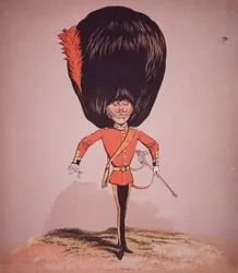Karikatyr av Coldstream Guards Officer, från "Army and Navy Drolleries" av Major Seccombe