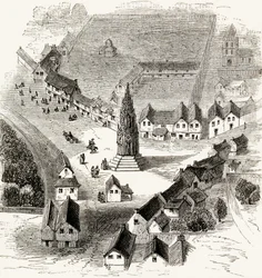 Charing Cross, London, på 1500-talet, ca 1865 (trästick)