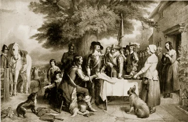 Charles I på tröskeln till slaget vid Edgehill, 22 oktober 1642, illustration från Hutchinsons Story of the British Nation, c.1923