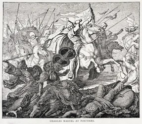 Charles Martel (c.688-741) vid Poictiers, från The History of France, av Emile de Bonnechose, utgiven av Ward, Lock and Co, London