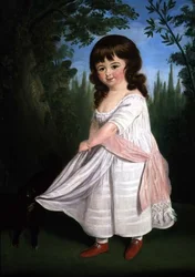 Barn som leker med sin hund, ca 1800