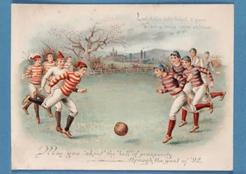 Julvykort av en fotbollsmatch, 1892