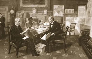 Churchill och Fisher på jobbet: The First Lord in his room at the Amiralty with the First Sea Lord, från The Illustrated War News, 1915