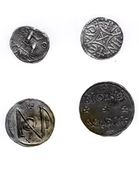 Mynt av Cunobelinus eller Cymbeline (d.43 AD), Offa, kung av Mercia (757-96 AD) och Alfred (871-99 AD) och Edward den äldre (871-924 AD) (silver)