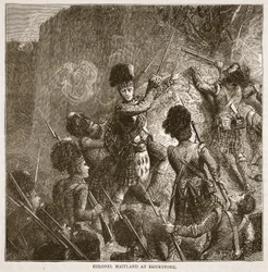 Överste Maitland i Bhurtpore, illustration från Cassells Illustrated History of India av James Grant, pub. 1879