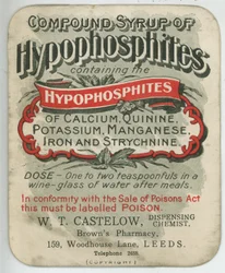 Compound Sirap of Hypophosphites etikett, tidigt 1900-tal (färg litho)