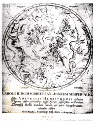 Stjärnbilder på södra halvklotet, från "Synopsis of Comets" av Sir Edmund Halley (1656-1742) 1705