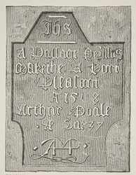 Kopia av en snidning av Arthur Poole på väggen i hans fängelsecell i tornet, 1568