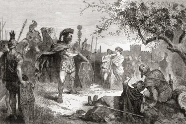 Coriolanus återvänder som fiende till Rom efter sin exil, från Ward and Lock