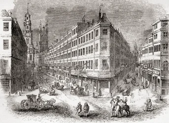 Cornhill, The Exchange och Lombard Street, London, England i mitten av 1800-talet, från Old England: A Pictorial Museum, pub. 1847