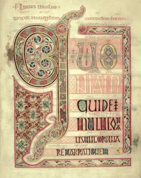 Cott Nero DIV f.139 Incipit sida till St. Lukasevangeliet, från Lindisfarne evangelierna, 710-721 (vellum)