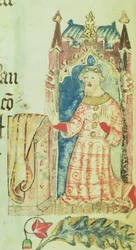 Cott Nero D VII f.7 Porträtt av John of Gaunt, hertig av Lancaster, från Benefactors Book of St. Alban