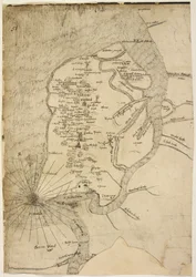 Bomull Augustus I.i f.51 Karta över Isle of Sheppey tillskriven kartografen Robert Lythe