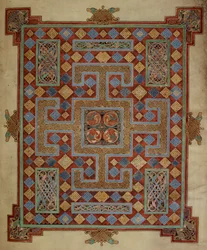 Cotton Nero D. IV, f.138v Mattasida som introducerar St Lukas evangelium, från Lindisfarne evangelierna, 710-21 (vellum)