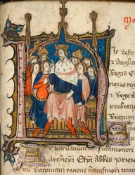 Cotton Nero D. VI, f.72 Historikerad initial 
