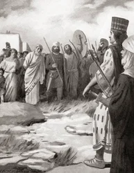 Croesus av Lydia ledde inför Cyrus den Store vid intagandet av Sardis, ca 546 f.Kr., från Hutchinson