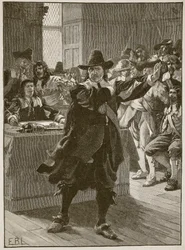 Cromwell talar till det långa parlamentet för sista gången, illustration från Cassells Illustrated History of England (sepiafoto)