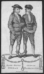 David Brown Dignam och George Barrington, illustration från London Magazine, maj 1777
