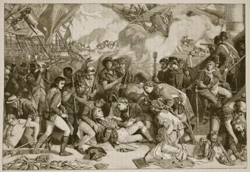Death of Nelson, illustration från Cassells Illustrated History of England (sepiafoto)