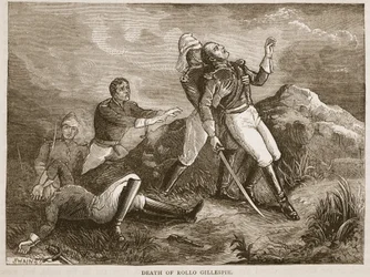 Rollo Gillespies död, illustration från Cassells Illustrated History of India av James Grant, pub. 1879