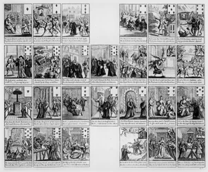 Kortlek med scener från drottning Annes regeringstid, 1704