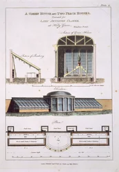 Design för ett grönt hus och två persikahus, 1806