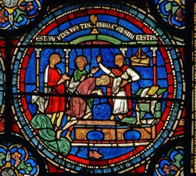 Detalj från Mirakelfönstret som föreställer Robert av Cricklade