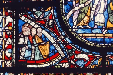 Detalj av körens norra fönster, sent 1100-tal (målat glas)