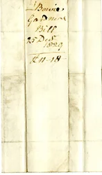 Devonshire MSS AS 3101, folio från en bunt sedlar som betalats av Pinder Simpson för Lord George Cavendish, inklusive Alexander Bowies sedel