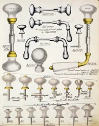 Dörrhandtag, från en handelskatalog över inhemska varor och beslag, ca 1890-1910
