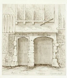 Doorway, Byker Chase, Quayside, Newcastle (sepia bläck på papper)
