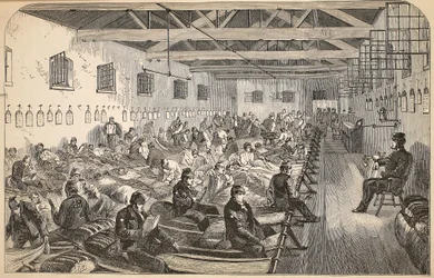 Sovsal vid Coldbath Fields Prison, illustration från The Criminal Prisons of London och scener från Prison Life av Henry Mayhew och John Binny, pub. 1862