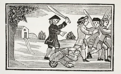 Dr Faustus knep på tjugo studenter, illustration från Chap-books of the Eighteenth Century av John Ashton, pub. 1882